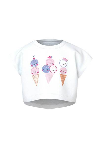 Name it NMFVILMA CAPSL Skraćeni kroj TOP Kratki rukav za bele devojke T-shirt