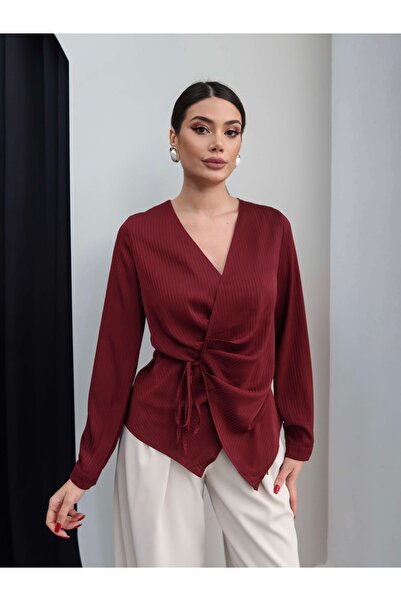 ESRAHELVACI Kruvaze izrez Na vezivanje Bluza