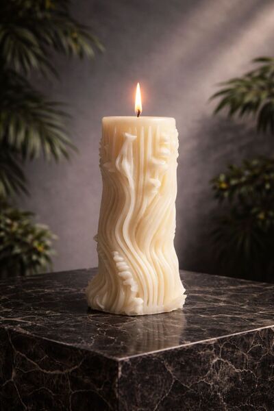 Candle Verdantis, Doğanın Kalbi, Vanilya Kokulu Dekoratif 2 Adet Krem (ekru) ...