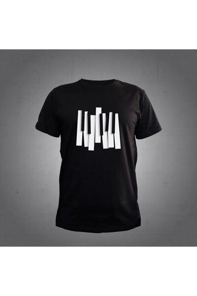 Herşey Nota Unisex crna majica sa klavirskim motivom