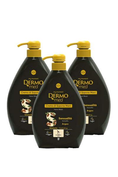 Dermomed Set de 3 săpunuri cremă de mâini DM cu argan și pompă, 1 l fiecare (...