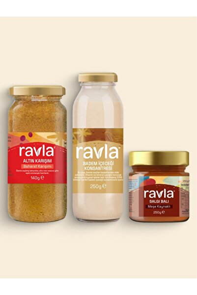 Ravla 3'lü Ürün - Ravla Badem Sütü Konsantresi 250 g / Ravla Meşe Balı 250 g ...