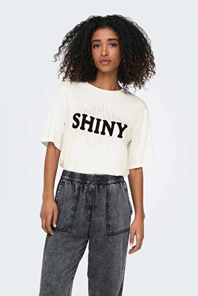 ONLY ONLSANNI S/S STONES TOP B OFF WHITE Tricou cu mânecă scurtă pentru femei