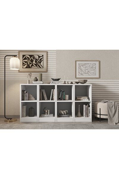 Nettrends Rafli Kitaplik 130 Cm Beyaz Ktp-1177