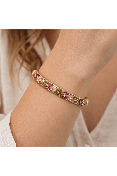 Pater Paulie Flora Mineli Gold Pirinç Üstü Altın Kaplama Bilezik