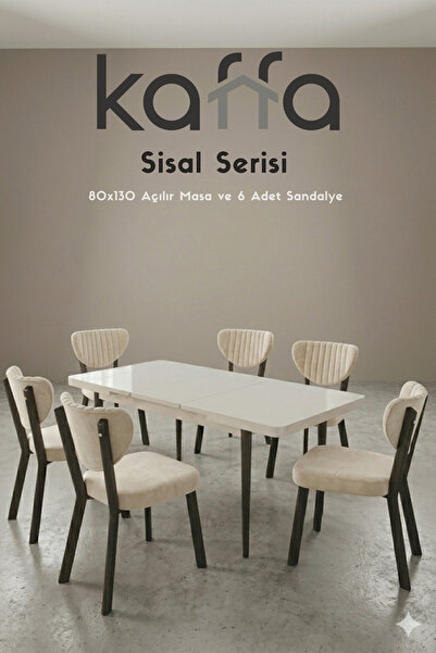 Kaffahome Sisal 6 Kişilik Açılır Masa Sandalye Takımı Mutfak Masası Takımı 6 ...