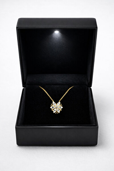 ÇEKİRDEK JEWELRY 925 Ayar Gümüş Altın Kaplama Çiçek Model Zirkon Taşlı Kadın ...