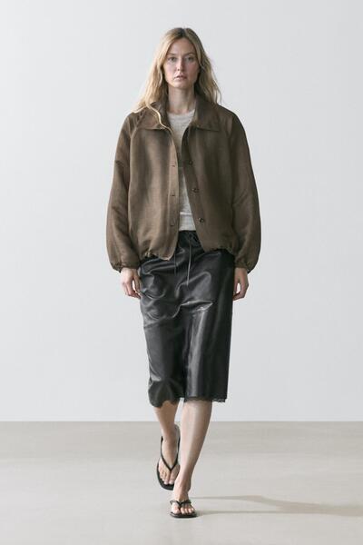 Massimo Dutti Keten ipek bomber ceket