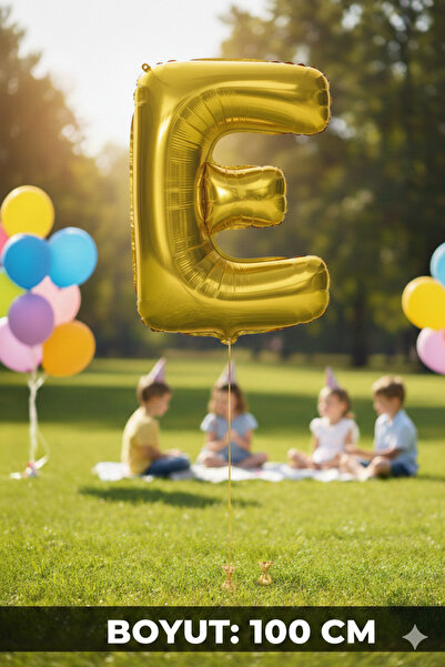 Deniz Party Store 40" Inch 100 cm (E) Letter Foil Balloon Gold Gold