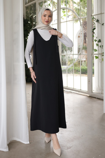 İmajButik جيليه أسود مربوط على الكتف