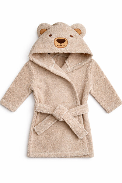 Moky Design Hooded Bear Patterned 100% Cotton Baby Bathrobe, Newborn Baby Sho...