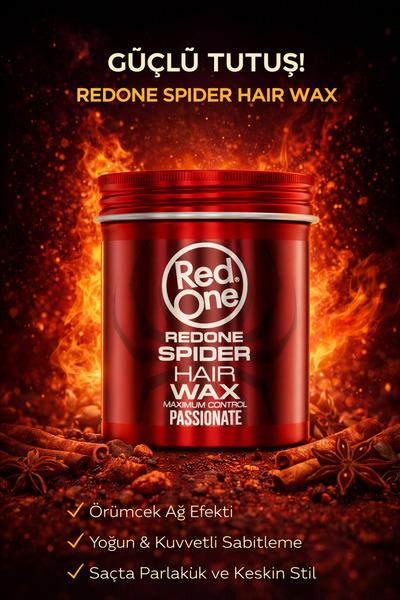 Red One Redone Kırmızı Spider Gün Boyu Etkili Parlak Saç Şekillendirci Wax 100ml
