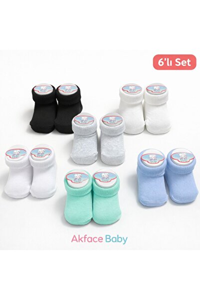 Akface عبوة من 6 جوارب عضوية للرجال حديثي الولادة من عمر 0 إلى 6 أشهر