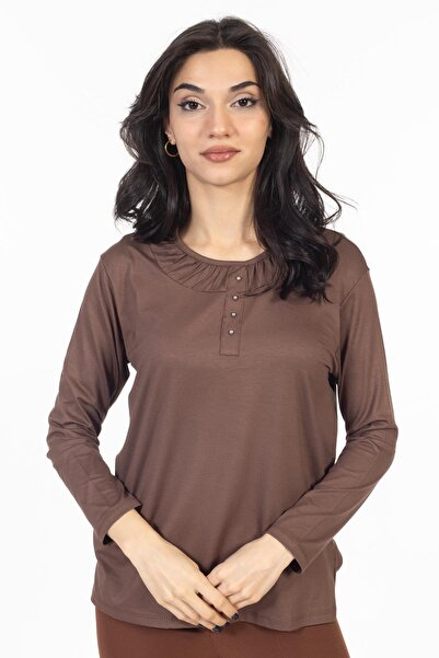 Mutlu City Noul sezon 2024 Bluză din bumbac pieptănat pentru mama, cu model s...