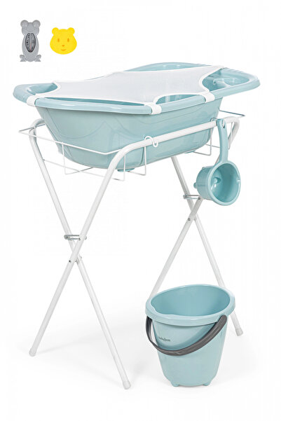 Babyjem Ayaklı Bebek Banyo Küvet Seti 7 Parça Soft Mavi