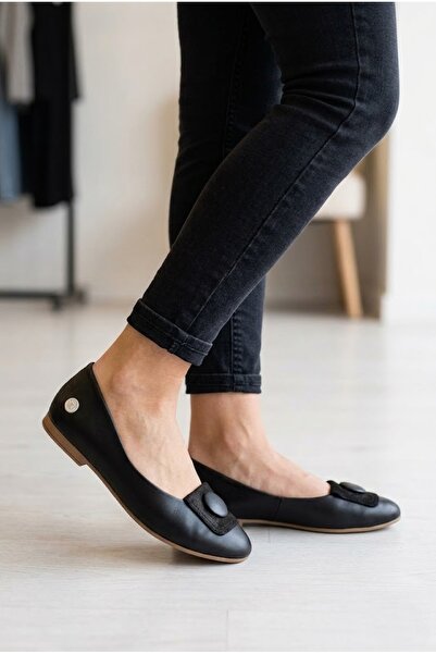 Mammamia Kadın Deri Casual Babet Ayakkabı - Siyah - Günlük - Şık ve Düz Taban...