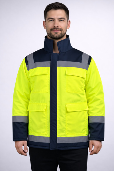 TOKER TEKSTİL Reflektörlü İş Montu - Parka - Kaban - Bonded - Su itici