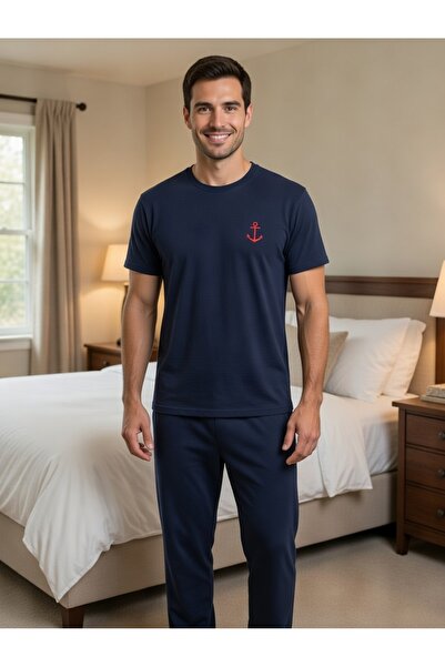 Sude HOMEWEAR PÁNSKÝ KOSTKOVÝ PÁŽOVÝ SET PYŽAMY S KRÁTKÝMI RUKÁVY