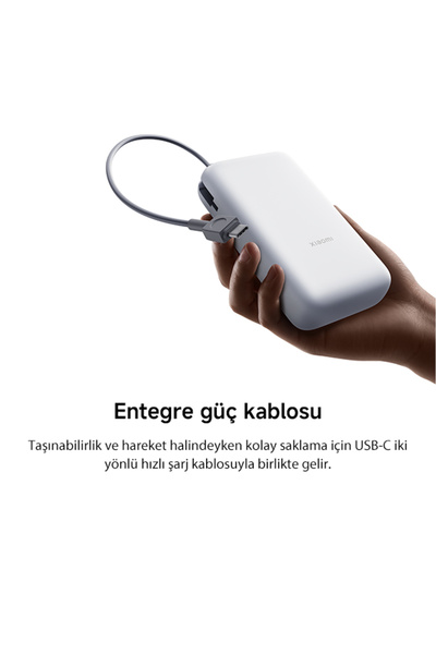Xiaomi Power Bank 20000mAh (Integrated Cable) Light Gray