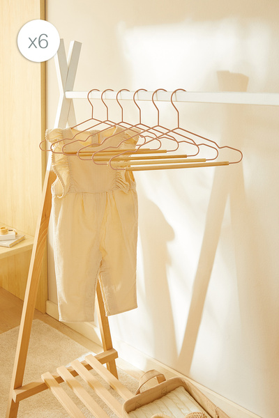 Ocean Home Textile 6'lı Ahşap Destekli Mat Pudra Pembe Kauçuk Kaplamalı Metal...