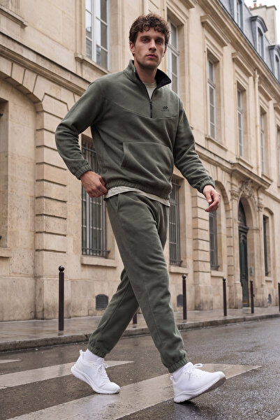 TOMMY LIFE Pánská tepláková souprava Çağla Half Zipper Stand Collar Elastic L...