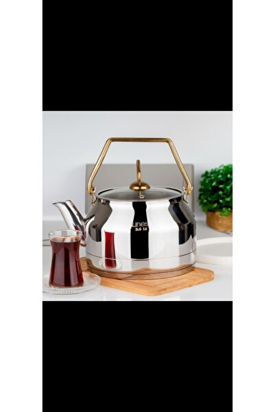 Lines Ayperi̇ 3.5 Lt Top Handle Teapot with Gold Handle