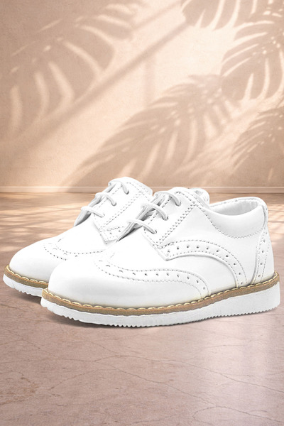 Rakerplus Hidra Beyaz Rugan Bağcıklı Erkek Bebek Ayakkabı