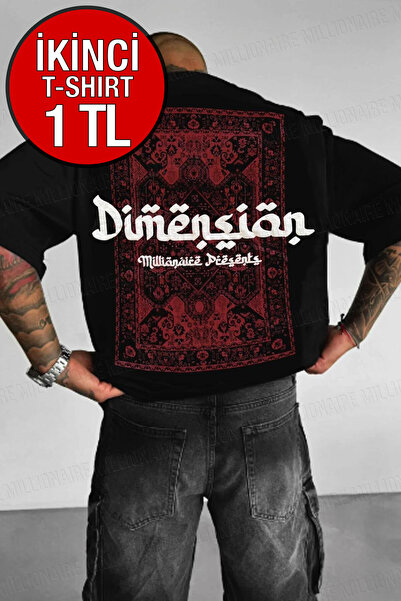 Teenage Millionaire Erkek Dimension Kabaran Baskılı Siyah Bisiklet Yaka Overs...