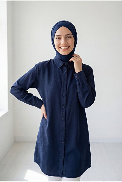 BENAHOLL Sima Önü Kısa Arkası Uzun Gömlek-MA3011 Lacivert