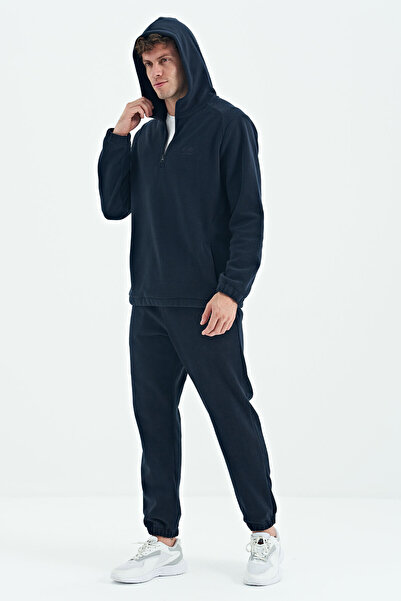 AIR JONES Ανδρική αθλητική φόρμα Hektor Navy Blue Hooded Fleece - 85227