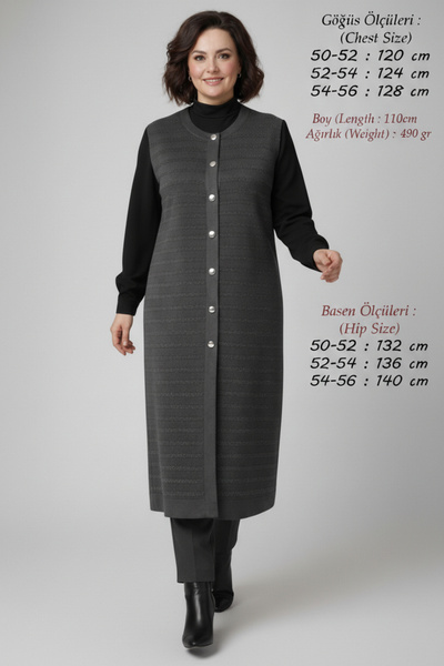 Laden Women's Knitwear Seasonal Spring Glittery Hijab Cap Large Size Long Mer...