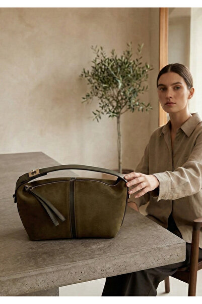 Çanta Trend Kaki boja Antilop Ženska torba sa zlatnim dodacima Detalj sa rajs...