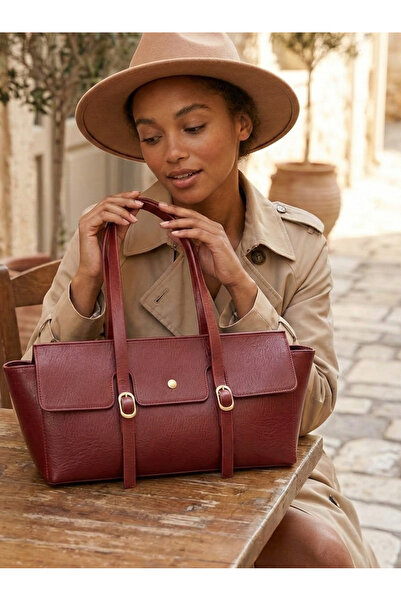 Çanta Trend Women's Buckle Detailed Bag Claret Red