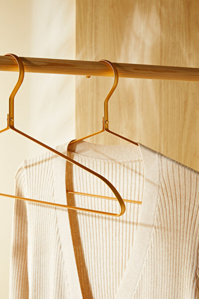 Ocean Home Textile 2 Adet Gold Metal Elbise Kıyafet Askısı, Giysi Askısı 21.5x42x1