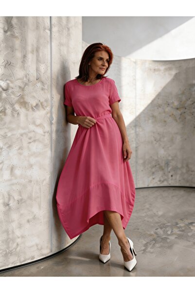 DenizEge Μάρλον Φόρεμα Μπαλόν Φούξια