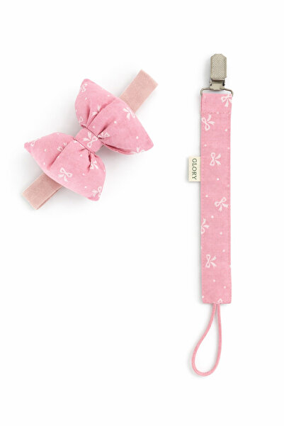 GLORY BABY Fiyonklu Bebek Bandanası ve Emzik Askısı Takımı