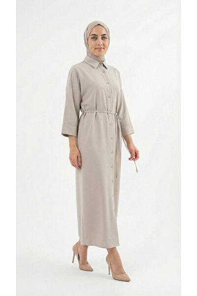 Nesrin Fake Cuff Dabıl Dress-TN017 Stone