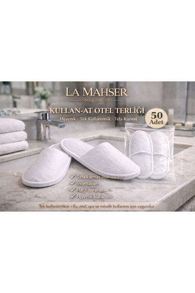 LA MEHSER Kullan At Hijyenik Otel Terliği 50'li Tekli Paket