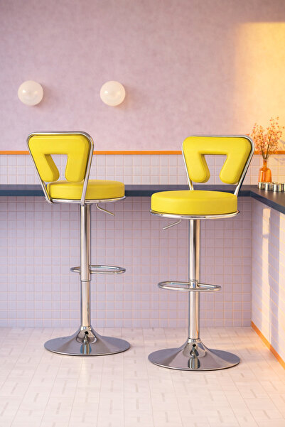 Bürocci Virago Bar Sandalyesi - Sarı Deri - 9540s0113