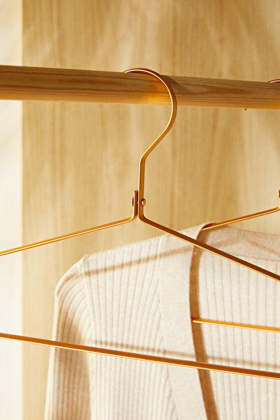 Ocean Home Textile 2 Adet Gold Metal Elbise Kıyafet Askısı, Giysi Askısı 21.5x42x1