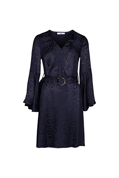 Ekol Испанска рокля от сатен с ръкави с мотиви