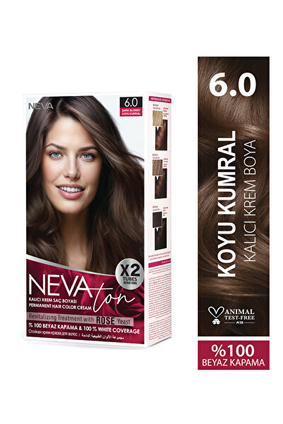Nevaton 6.0 KOYU KUMRAL Kalıcı Krem Saç Boyası Seti (X2)