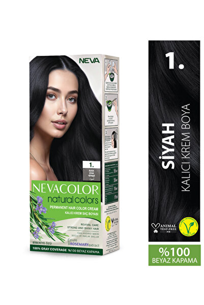 Neva Color Natural Colors 1. SİYAH Kalıcı Krem Saç Boyası Seti