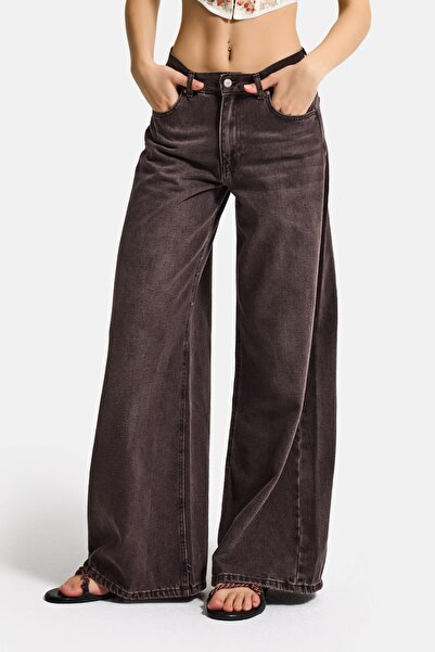 it's basic Дамски дънки с измита текстура, кафяв цвят, размер 4w5-16, кройка ...