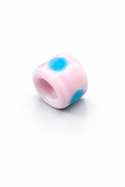 Defne Silver Pink Cylinder Murano Glass Charm