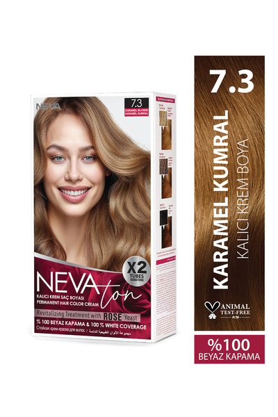 Nevaton 7.3 KARAMEL KUMRAL Kalıcı Krem Saç Boyası Seti (X2)