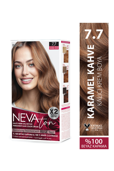 Nevaton 7.7 KARAMEL KAHVE Kalıcı Krem Saç Boyası Seti (X2)