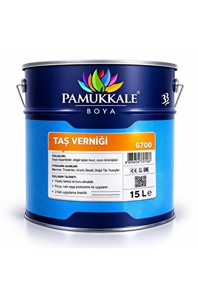 Pamukkale Doğal Taş Vernik Solvent Bazlı Şeffaf 15 Lt