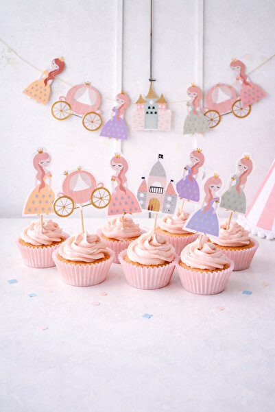 Partifabrik Prensesler Rapunzel Temalı Kürdan Ve Banner Süs Seti