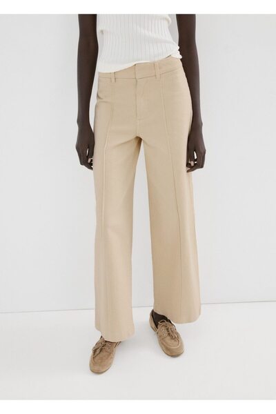 MANGO Woman Yüksek belli dikişli wideleg jean pantolon